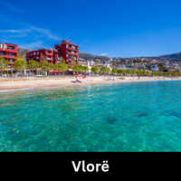 View of Vlorë, Albania, a growing city with beautiful beaches and a lively waterfront.